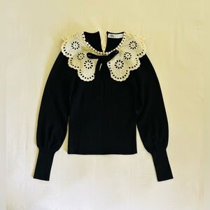 Zara Black Sweater with Eyelet Collar